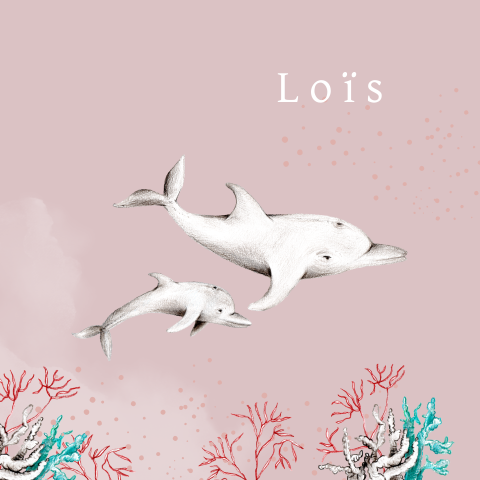 geboortekaartje illustratie dolfijn onderwater zeedier meisje