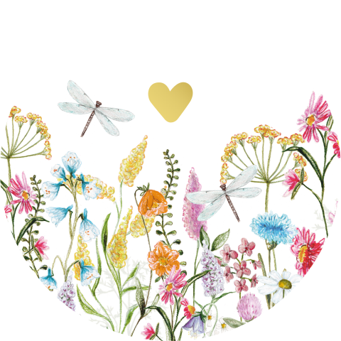 sticker mat veldbloemen libelle goudfolie