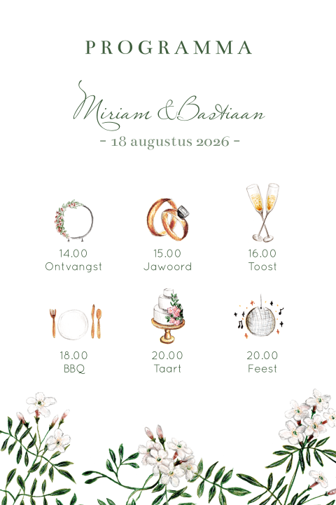 Chique vrolijke programma met botanische jasmijn takken