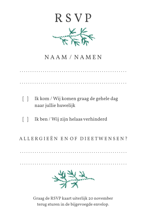 rsvp kaartje Winterkrans