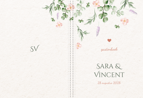 gastenboek pastel bloemen blaadjes