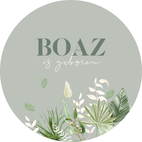 geboortekaartje jongen botanisch illustratie originele vorm rond