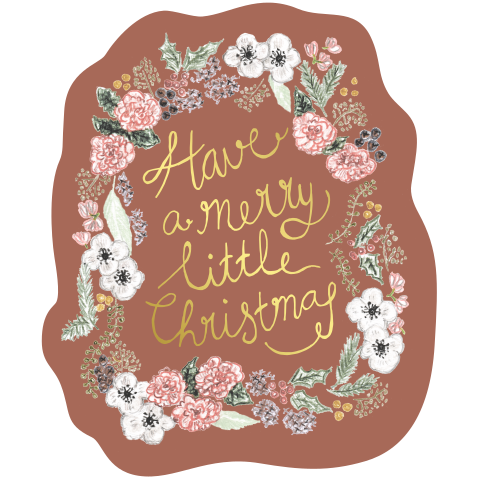 kerstkaart terra folie goud bloemen winter krans