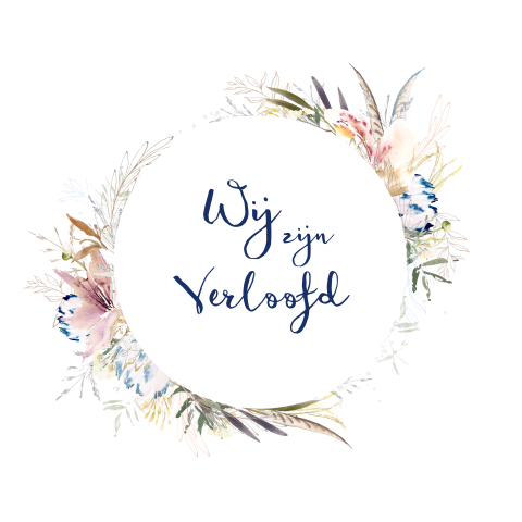 Verlovingskaart pastel aquarel bloemen