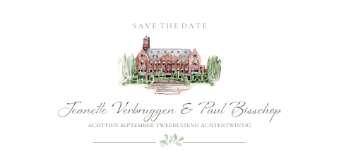 save the date Getekende Trouwlocatie Kasteel de Hooge Vuursche