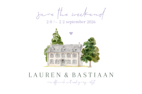 Save the date liggend lavendel provence trouwlocatie