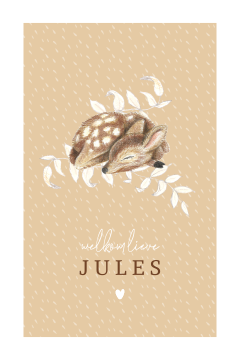 Geboortekaartje illustratie hertje neutraal beige