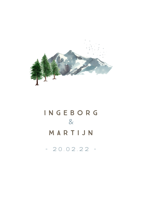 minimalistische trouwkaart winter bergen