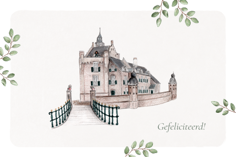 Wenskaart gefeliciteerd trouwlocatie - liggend links dubbel