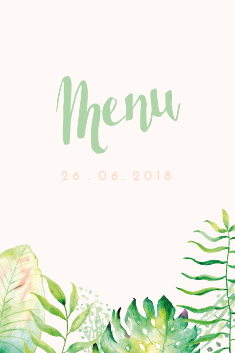 Watercolor Tropisch Menu kaart