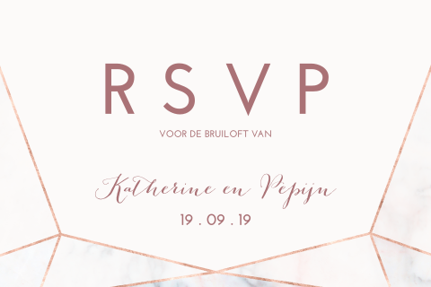RSVP kaartje met geometrische vormen en marmer achtergrond