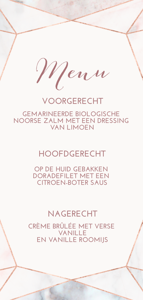 Elegante menukaart met geometrische elementen
