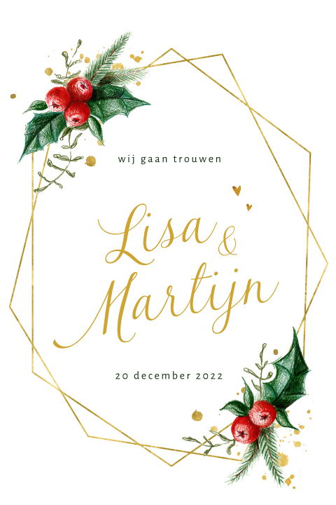 Trouwkaart kerst Hulst winter geometrisch