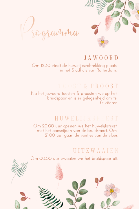 romantisch programma roest bloemen en blaadjes