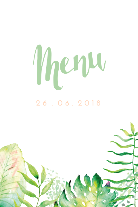 Watercolor Jungle Menu kaart