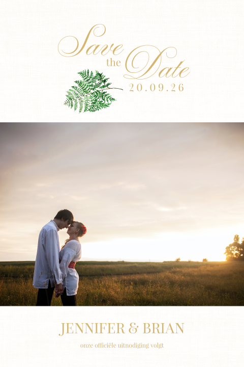 Mooie save the date met sierlijke aquarel olijftakken