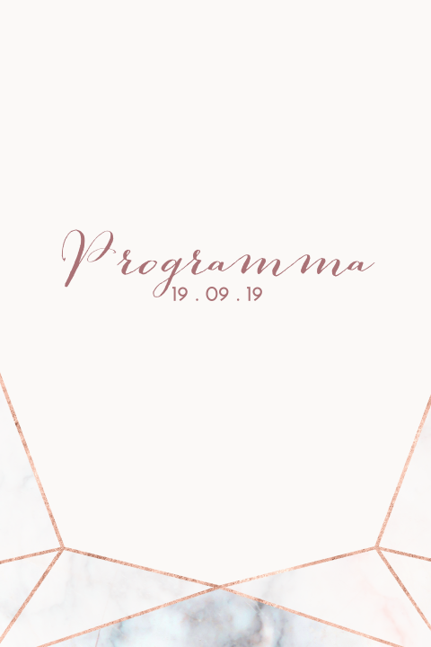 Programma met rose gouden elementen en sierlijke letters