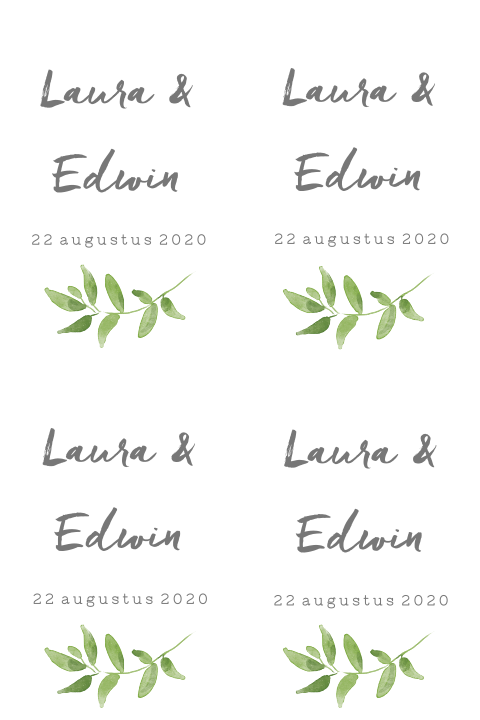 Modern label met waterverf takje en typografie