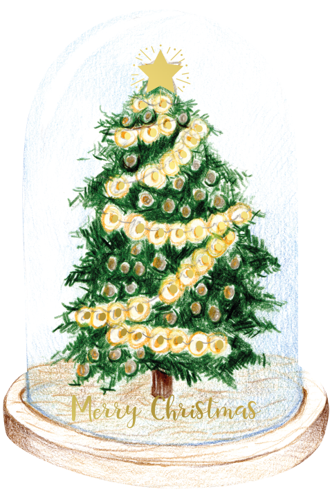 kerstkaart kerstboom goudfolie stolp originele vorm
