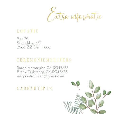 Extra informatie kaartje sweet leaves blaadjes