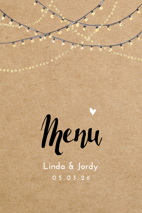 Feestelijk menu met confetti en lampjes