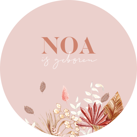 geboortekaartje meisje droogbloemen illustratie originele vorm rond