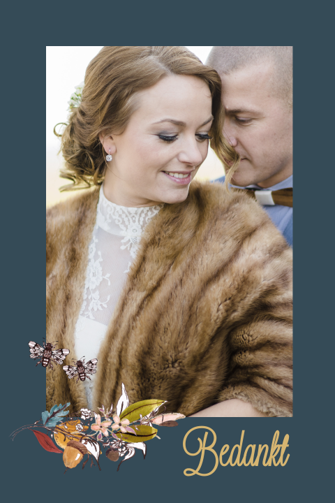 Bedankkaart met foto bloemen herfst stijlvol