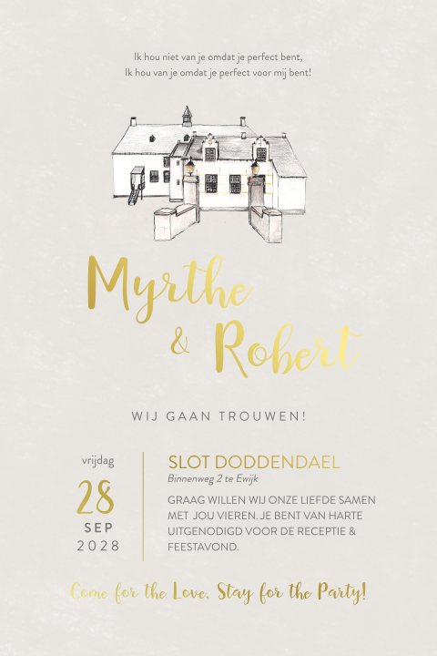 trouwkaart illustratie trouwlocatie slot doddendael