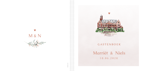 Gastenboek kader trouwlocatie eenvoud hartje vierkant