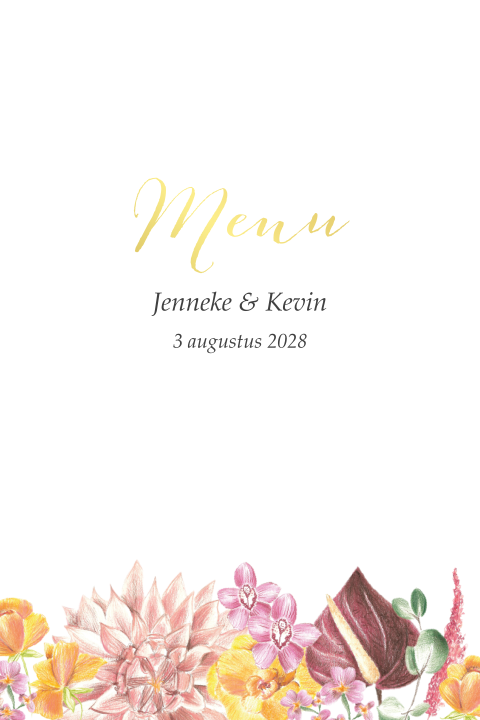 menukaart Fiesta Flowers Goud folie