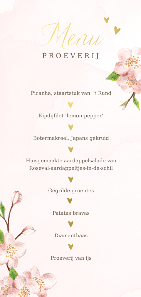 Modern menukaart Cherry Blossom