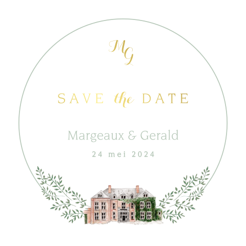 save the date trouwlocatie landgoed huize bergen krans vorm rond