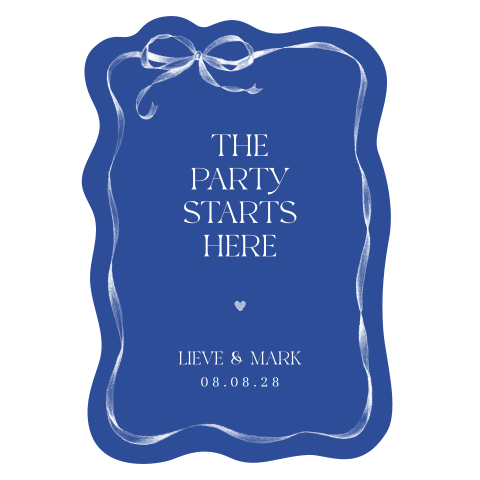 welkomstbord strik modern originele vorm blauw