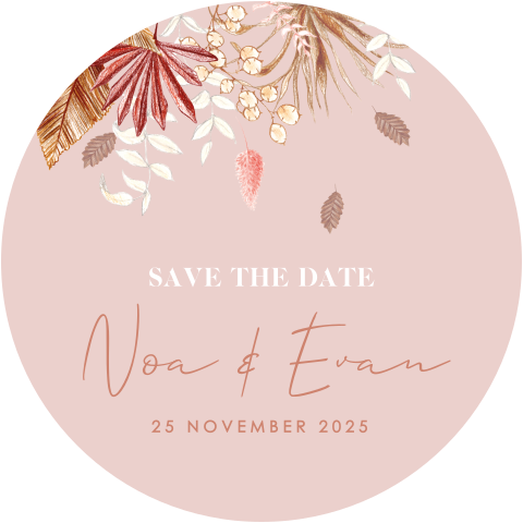 save the date bohemian droogbloemen illustratie originele vorm rond