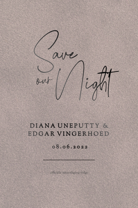 Save the night velvet look met zwartfolie kalligrafie