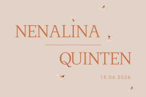 minimalistische trouwkaart bloemetjes terra