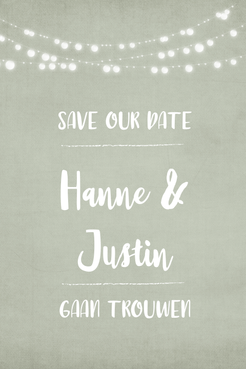 Moderne save the date met lampjesslinger