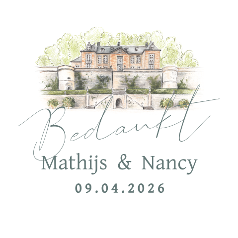bedankt sticker 44mm trouwlocatie Chateau Neercanne