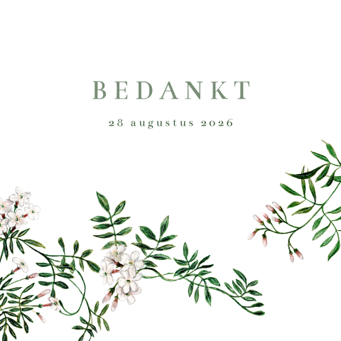 Bedankkaart met foto en jasmijn bloemen