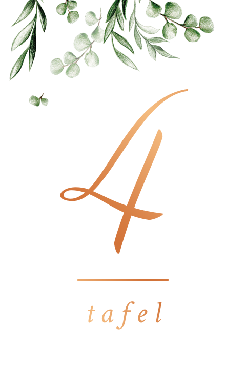 Tafelnummer blaadjes groen koperfolie