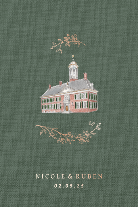 trouwkaart chique krans getekend stadhuis dokkum