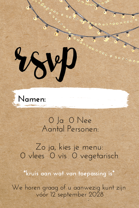 Feestelijke Rsvp met lampjes