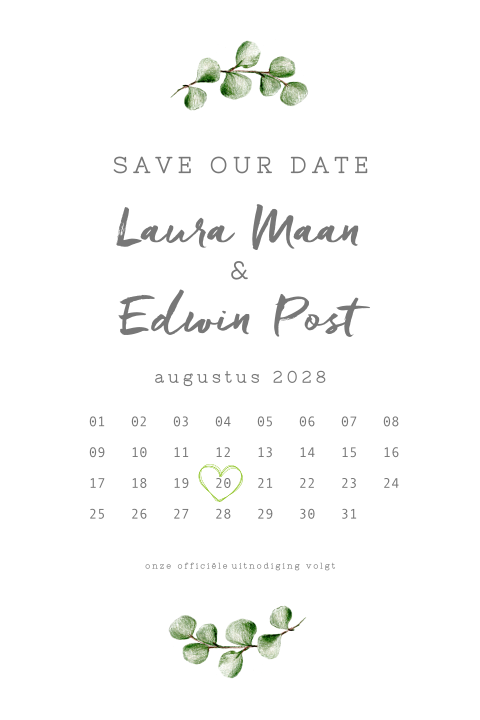 Chique save the date takjes