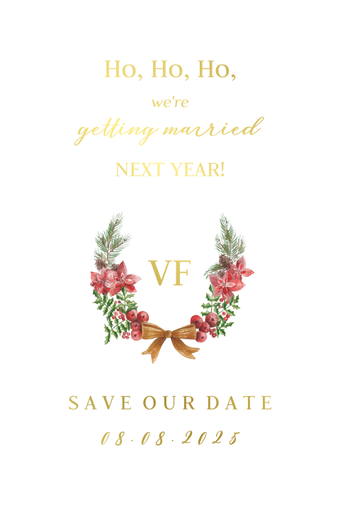 Kerst save the date met kerstkrans