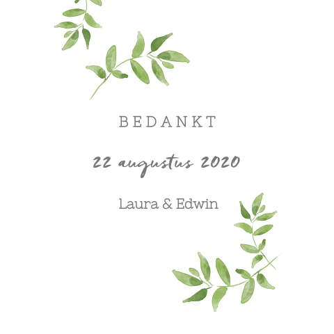 Bedankkaart met foto en takje