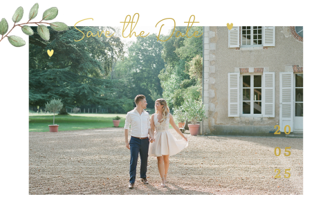 save the date strak foto goudfolie hartje takje
