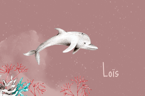 Geboortekaartje dolfijn onderwater illustratie meisje
