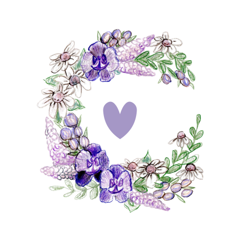 Sluitzegels 25 stuks Floral lila