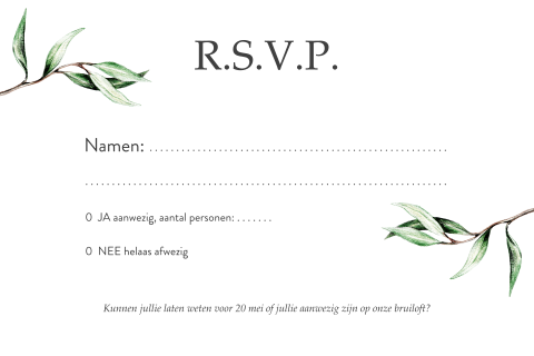 rsvp kaartje groen olijftakje