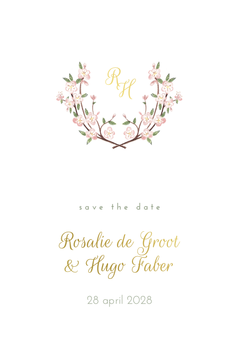 Save the date getekende kersenbloesem folie